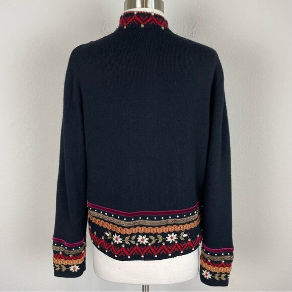 Islandic Design Black Embellished Zip Sweater Jacket Lg - Picture 6 of 8